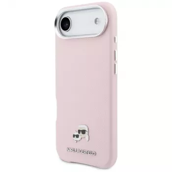KARL LAGERFELD Karl & Choupette Head Pins Saffiano Coque MagSafe pour Apple iPhone Air, rose