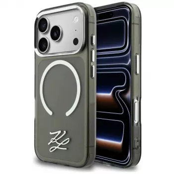 KARL LAGERFELD IML KL Script Logo Coque MagSafe pour Apple iPhone 17 Pro, noir