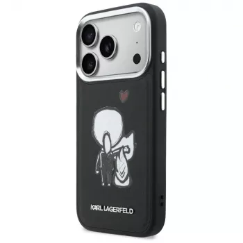 KARL LAGERFELD Karl & Choupette Back Logo Coque MagSafe pour iPhone 17 Pro, noir