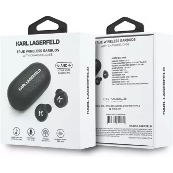 Écouteurs TWS Karl Lagerfeld Saffiano Logo ENC noirs