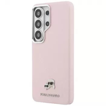 Coque MagSafe KARL LAGERFELD Saffiano KC Metal Logo pour Samsung Galaxy S26 Ultra - rose