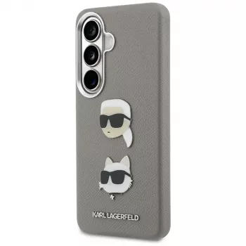 Coque métal Karl Lagerfeld Saffiano DoubleHeads pour Samsung Galaxy S26 argentée