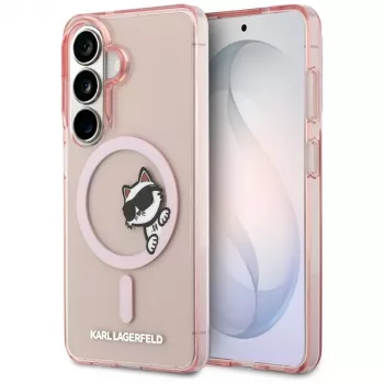 Coque MagSafe Karl Lagerfeld IML Peekaboo Choupette pour Samsung Galaxy S26 - rose