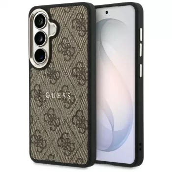 Coque MagSafe Guess 4G Embossed Ring pour Samsung Galaxy S26 (marron)