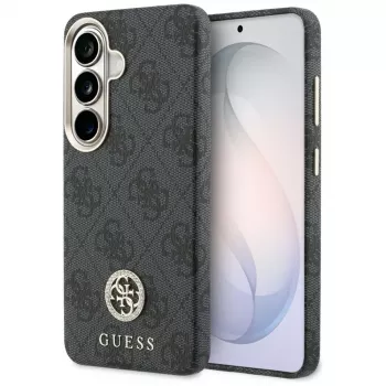 Coque MagSafe Guess 4G Rhinestone Round Logo pour Samsung Galaxy S26 (noire)