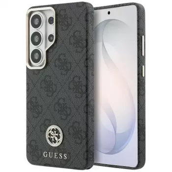 Coque MagSafe Guess 4G Rhinestone Round Logo pour Samsung Galaxy S26 Ultra (noire)