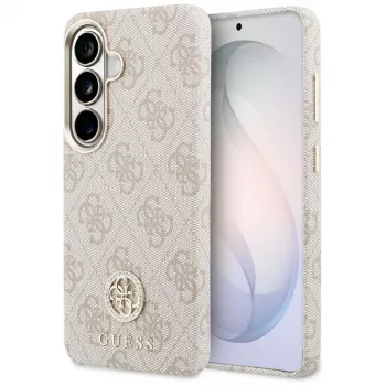 Coque MagSafe Guess 4G Rhinestone Round Logo pour Samsung Galaxy S26 (rose)