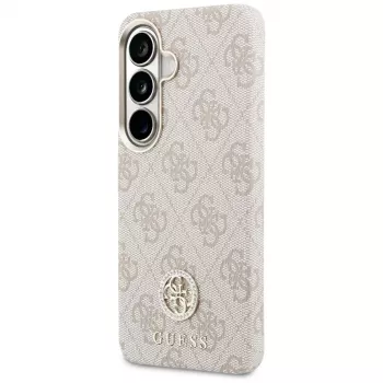 Coque MagSafe Guess 4G Rhinestone Round Logo pour Samsung Galaxy S26 (rose)