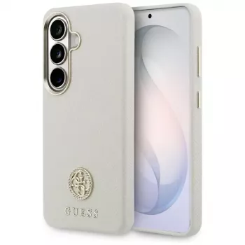 Coque MagSafe Guess Rhinestone Round Logo pour Samsung Galaxy S26 beige