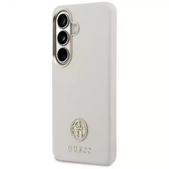 Coque MagSafe Guess Rhinestone Round Logo pour Samsung Galaxy S26 beige