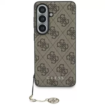 Coque MagSafe Guess 4G Classic Logo Charm pour Samsung Galaxy S26 (marron)