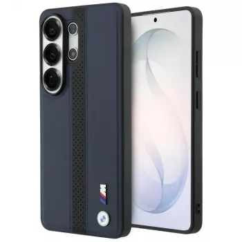 Coque MagSafe BMW Perforated Stripe Logo pour Samsung Galaxy S26 Ultra, Navy Blue
