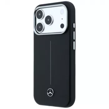 Mercedes-Benz Leather Semi Wrap Iconic Line MagSafe Case for iPhone 17 Pro, Black