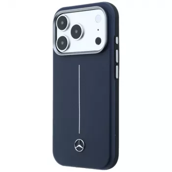 Coque MagSafe Mercedes Leather Semi Wrap Iconic Line pour iPhone 17 Pro Navy