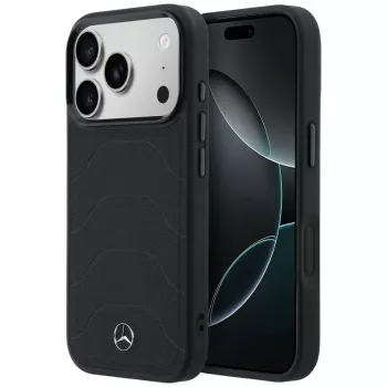 Mercedes-Benz Leather Mesh with Bow Line MagSafe Case for iPhone 17 Pro Max, Black