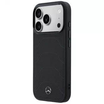 Mercedes-Benz Leather Mesh with Bow Line MagSafe Case for iPhone 17 Pro Max, Black