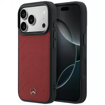 Mercedes Étui en cuir et mesh avec Bow Line MagSafe pour iPhone 17 Pro rouge