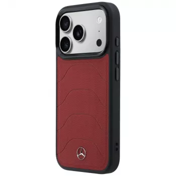 Coque MagSafe Mercedes Leather Mesh with Bow Line pour iPhone 17 Pro Max rouge