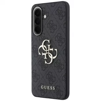 Coque en cuir Guess 4G Metal Logo pour Samsung Galaxy A37 5G, noire