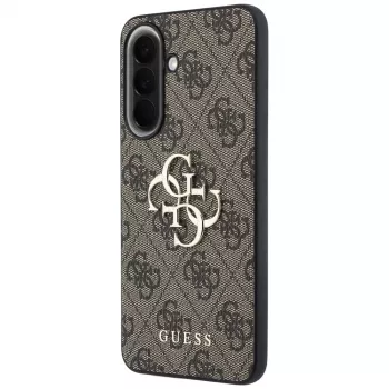 Coque en cuir Guess 4G Metal Logo pour Samsung Galaxy A37 5G - marron