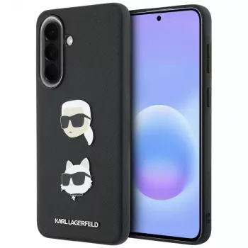 Coque de protection KARL LAGERFELD pour Samsung Galaxy A57 5G, noire, avec Karl & Choupette Heads, Pins & Logo