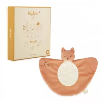 Doudou écureuil Grignoti Kaloo Plume avec anneau de dentition en silicone 23 cm