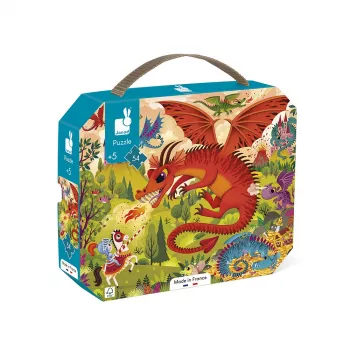 Janod Puzzle dans une valise Royaume des dragons 54 pièces 5+ Fabriqué en France