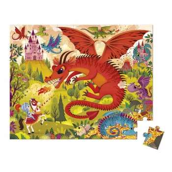 Janod Puzzle dans une valise Royaume des dragons 54 pièces 5+ Fabriqué en France