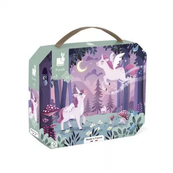 Janod Puzzle dans une valise Licornes 54 pièces 5+ Fabriqué en France