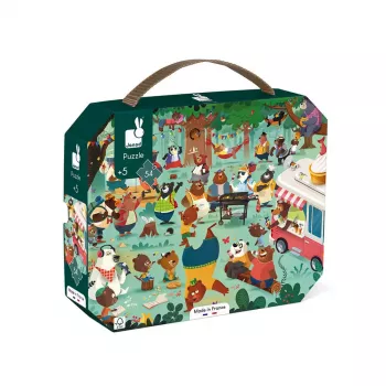 Janod Bear Family Puzzle d'habillage dans une valise 54 pièces