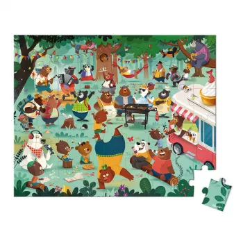 Janod Bear Family Puzzle d'habillage dans une valise 54 pièces