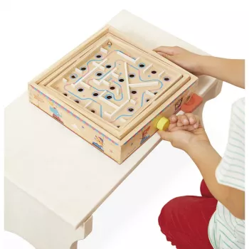 Janod Applepop jeu de labyrinthe à billes – labyrinthe en bois avec stylet magnétique pour enfants dès 5 ans