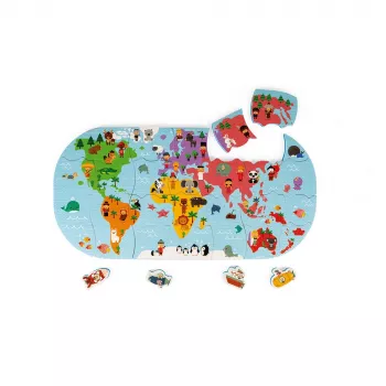 Janod carte du monde puzzle magnétique 28 pièces