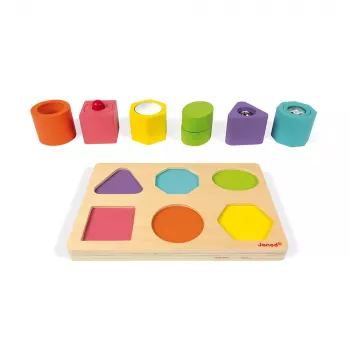 Janod puzzle sensoriel en bois Formes et sons