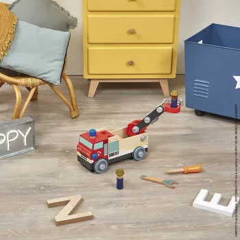 Janod Brico'kids Camion de pompiers à assembler avec outils