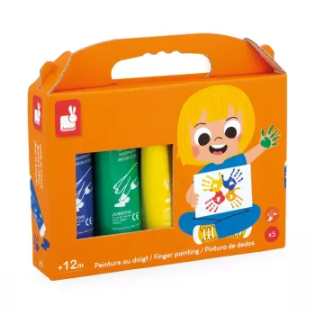 Peintures à doigts JANOD 5 couleurs 400 ml peinture à l'eau non toxique lavable pour tout-petits 18 m+