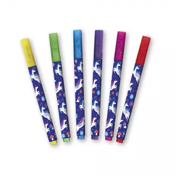 Feutres pailletés Janod 6 couleurs Unicorns Dreamland 6+