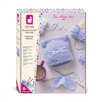 Kit créatif de tricot Janod - bonnet chaton pour enfants 8+