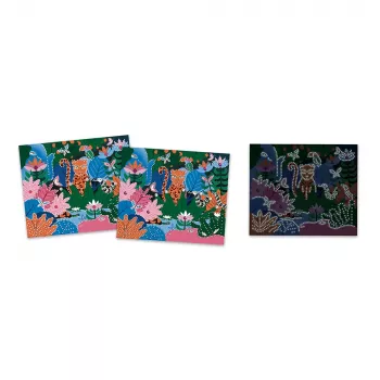 Kit de mosaïque cristal phosphorescente Janod - Night Jungle - activité créative pour enfants dès 6 ans