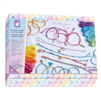Kit créatif de bricolage pour création de bijoux Janod bracelets arc-en-ciel 30 pièces 8+