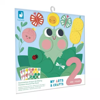 Kit créatif multi-activités Janod My Arts & Crafts pour enfants de 2 ans, autocollants ronds « Autour de l'étang »
