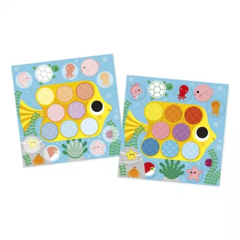 Kit créatif multi-activités Janod My Arts & Crafts pour enfants de 2 ans, autocollants ronds « Autour de l'étang »