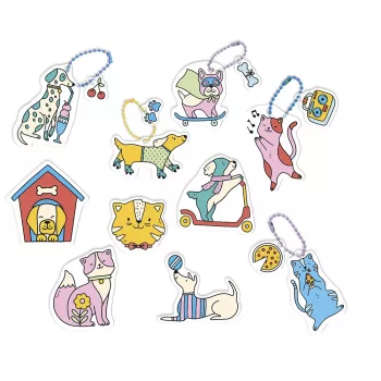 Kit d'art en plastique fou Janod - chats et chiens - 10 ornements - dès 7 ans