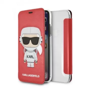 Karl Lagerfeld KLFLBKPXKSCORE étui à rabat iPhone X/XS rouge Karl Space Cosmonaut