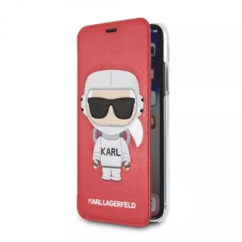 Karl Lagerfeld KLFLBKPXKSCORE étui à rabat iPhone X/XS rouge Karl Space Cosmonaut
