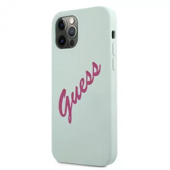 Guess coque rigide Silicone Vintage pour Apple iPhone 12 / 12 Pro 6,1 inch - bleu fuchsia