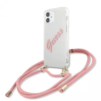 Guess GUHCP12SCRTVSPI coque rigide iPhone 12 mini 5,4 inch rose Script Vintage