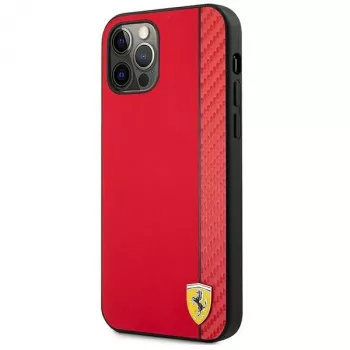 Ferrari FESAXHCP12LRE coque rigide iPhone 12 Pro Max 6,7 inch rouge On Track Carbon Stripe