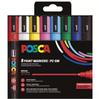 Coffret de 8 marqueurs POSCA Uni-Ball UNI PC-5M Basic (182558)
