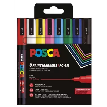 Ensemble de 8 marqueurs POSCA Uni-Ball UNI PC-3M Basic (186558)
